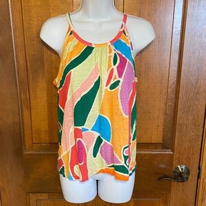 Christian Siriano New York tank top sleeveless 100% linen abstract Size Medium